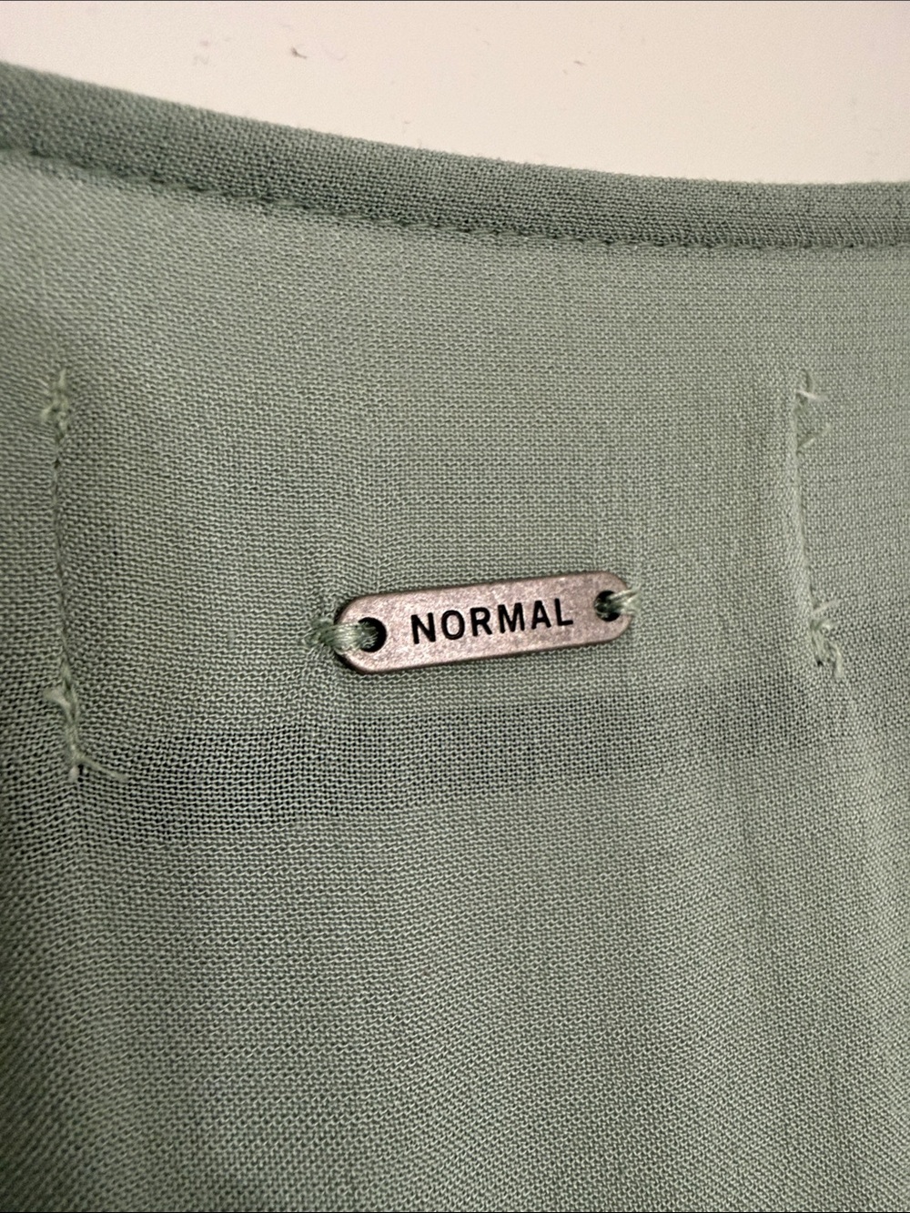 The Normal Brand Sage Green Button-Down Midi Summer Dress Deep V Button Thru - Picture 6 of 6